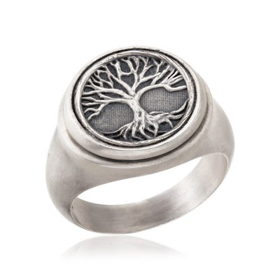 Sterling Silver Tree Ring Tree Of Life Signet Rings Boho Viking Men Rings Scandi