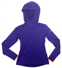 NIKE PRO Dri-Fit Lightweight Purple Hoodie Pullover Women's Medium Thumb Holes