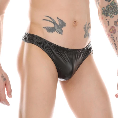 Herren Wetlook Slip Tanga G String Sexy Kunstleder Unterwäsche T-Back Höschen - - Bild 15 von 23