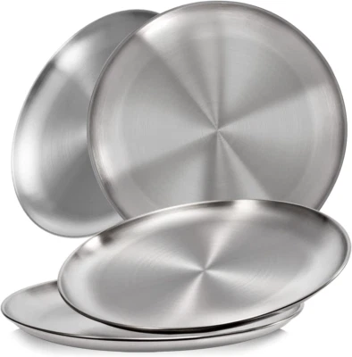 304 (18/8) Stainless Steel Dinner Plates, 10" round Salad Plates, Serving Plate - Image 1 of 4