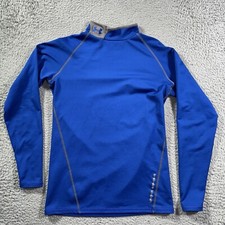 Under Armour Shirt Mens Small Blue Coldgear Fitted Compression Mock Neck Train