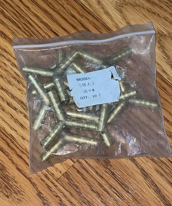 10Pcs1/4"Y-3 Way Brass Hose Barb Fitting Pipe Tubing Splicer Fuel Water Gas Air - Image 2 of 2