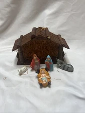 Christmas Nativity Table Set Indoor Hand Painted 6 Piece