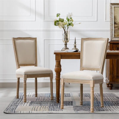 Set of 2 Wood Dining Chair Upholstered Kitchen Dining Chairs with Wood Legs