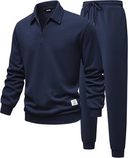 JMIERR Mens Tracksuit Set Joggers Navy Blue Size L 2 Piece Sweat Suit New