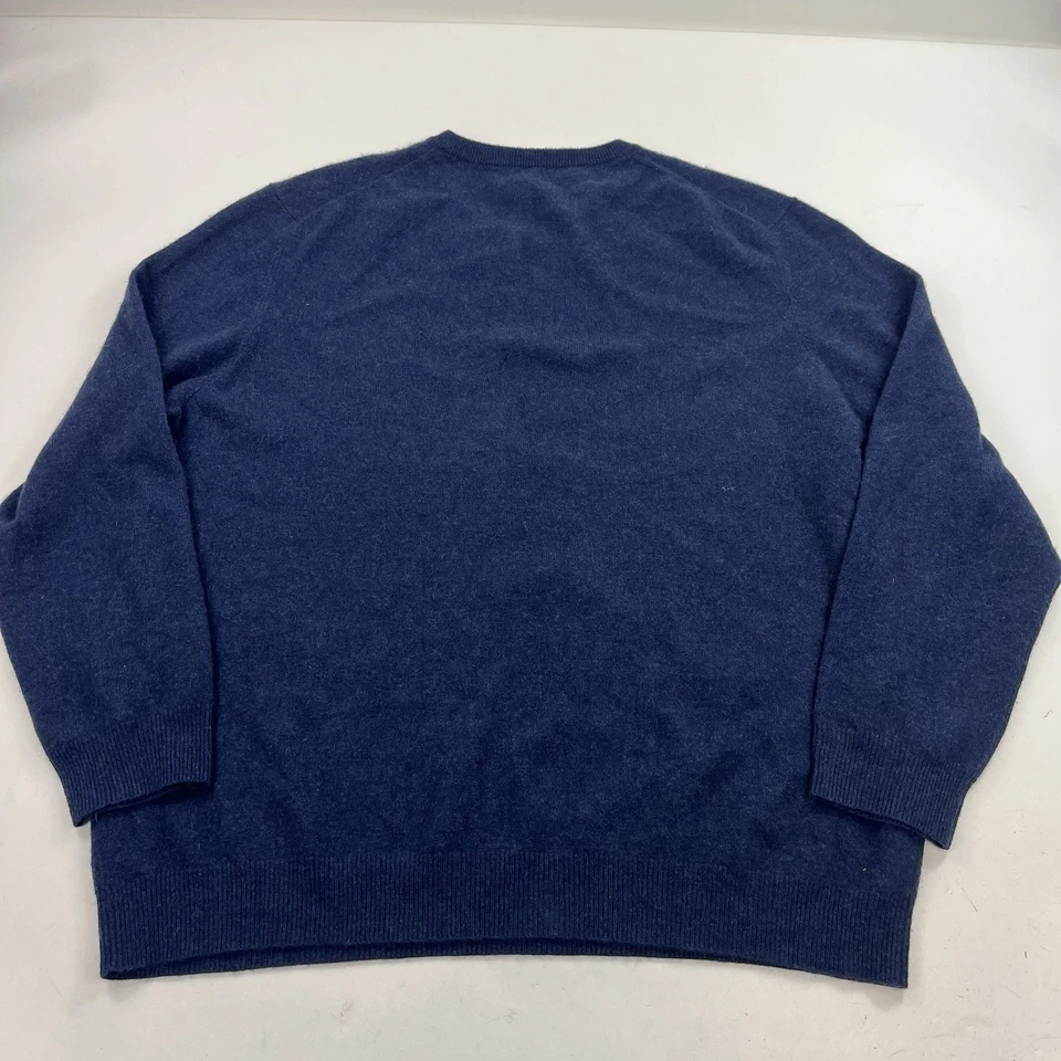 Клубная комната роскошь 100% кашемир синий Crewneck пуловер свитер мужской XXXL - Изображение 4 из 4