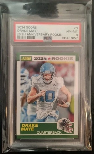 Drake Maye 2024 Panini Score 35th Anniversary #3 Rookie Card PSA 8