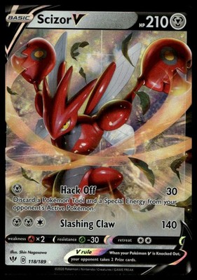 Scizor V #118/189 SWSH03: Darkness Ablaze Near Mint or Better - Pokemon Card