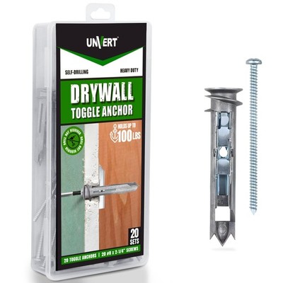 Heavy Duty Drywall Anchors - Self Drilling Ez Drywall Toggle Anchor Kit, #8 A...