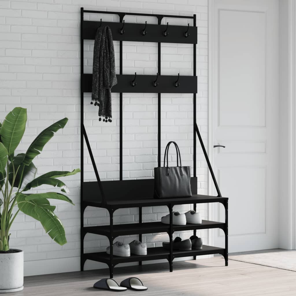 Appendiabiti Nero 100cm per Ingresso con Scarpiera | Robusto 184 cm