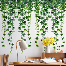 Green Plants Leaves Wall Decals Hanging Vine Wall Stickers Fresh Green Leaf Wall