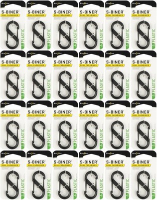 Nite Ize S-Biner Plastic Dual Carabiner #2 - Black (24-Pack)