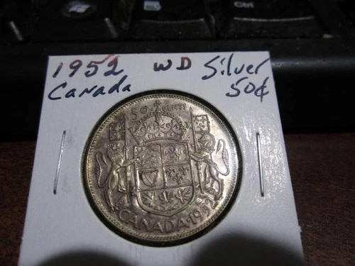 Canada 1952 Wide Date - 50 Cent half dollar Canadian Coin - 80% Silver