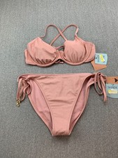 Shade  Shore Shine On Underwire 2Pc Bikini Swimsuit Women L Pink Shell Charms