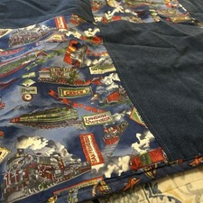 Trains Baby Bedding Nursery 2pc Set Quilt 36X45 100 Cotton Denim Blue