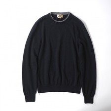 HERMES Pure Cashmere Pullover Sweater Dark Blue M Men's