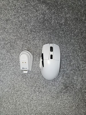 Wireless White Gamint Mouse with USB Receiver & Charging Dock