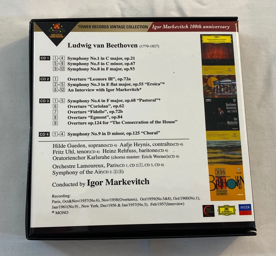 Beethoven Markevitch Symphony No. 13 5 6 8 9 & Overtures 4CD Box Set (NM) - Image 3 of 4