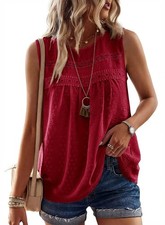 Falechay Womens Summer Tops Boho Shirts Crewneck Sleeveless Tank Tops Flowy L...