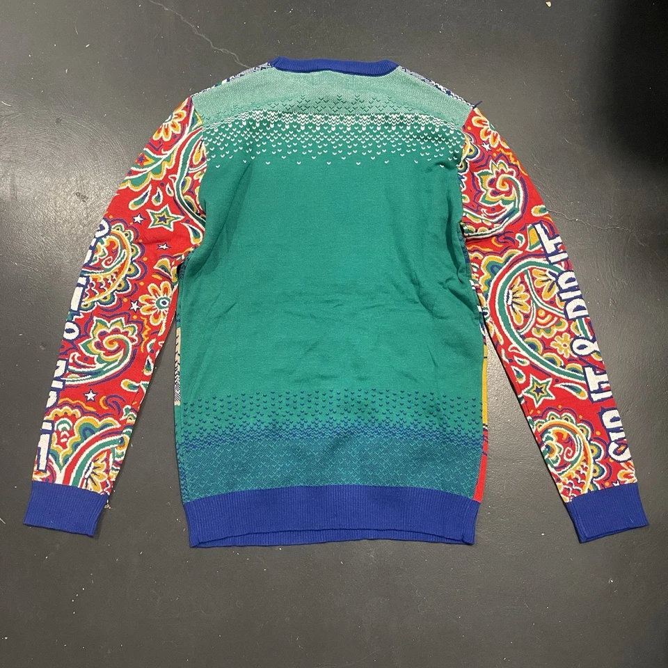 John Daly Рождественский свитер мужской средний синий красный глоток он разорвать его уродливый свитер - Изображение 2 из 4