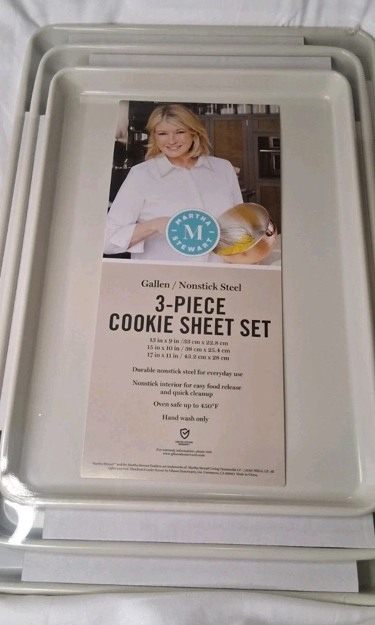 Martha Stewart 3Piece Carbon Steel Cookie Sheet Set 13", 15", 17" Nonstick
Opens in a new window or