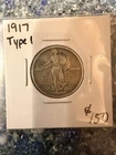 1917-S Standing Liberty Quarter Type 1 VF 90% Silver San Francisco Raw Coin