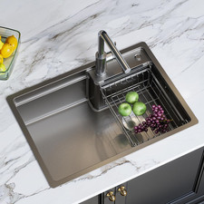 Lavandino in Acciaio Inox per Cucina, Lavello Da Cucina 1 Vasca Da Incasso, 62 X