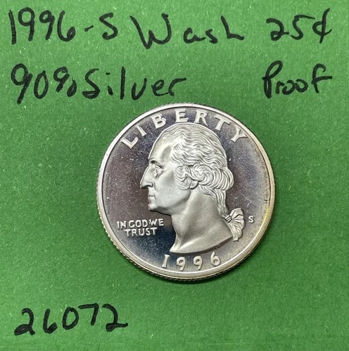 1996-S Washington 25c 90% Silver Quarter Proof US Coin