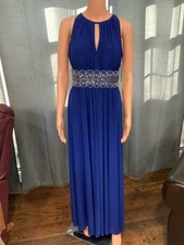 Beaded Waist Royal Blue Evening Gown