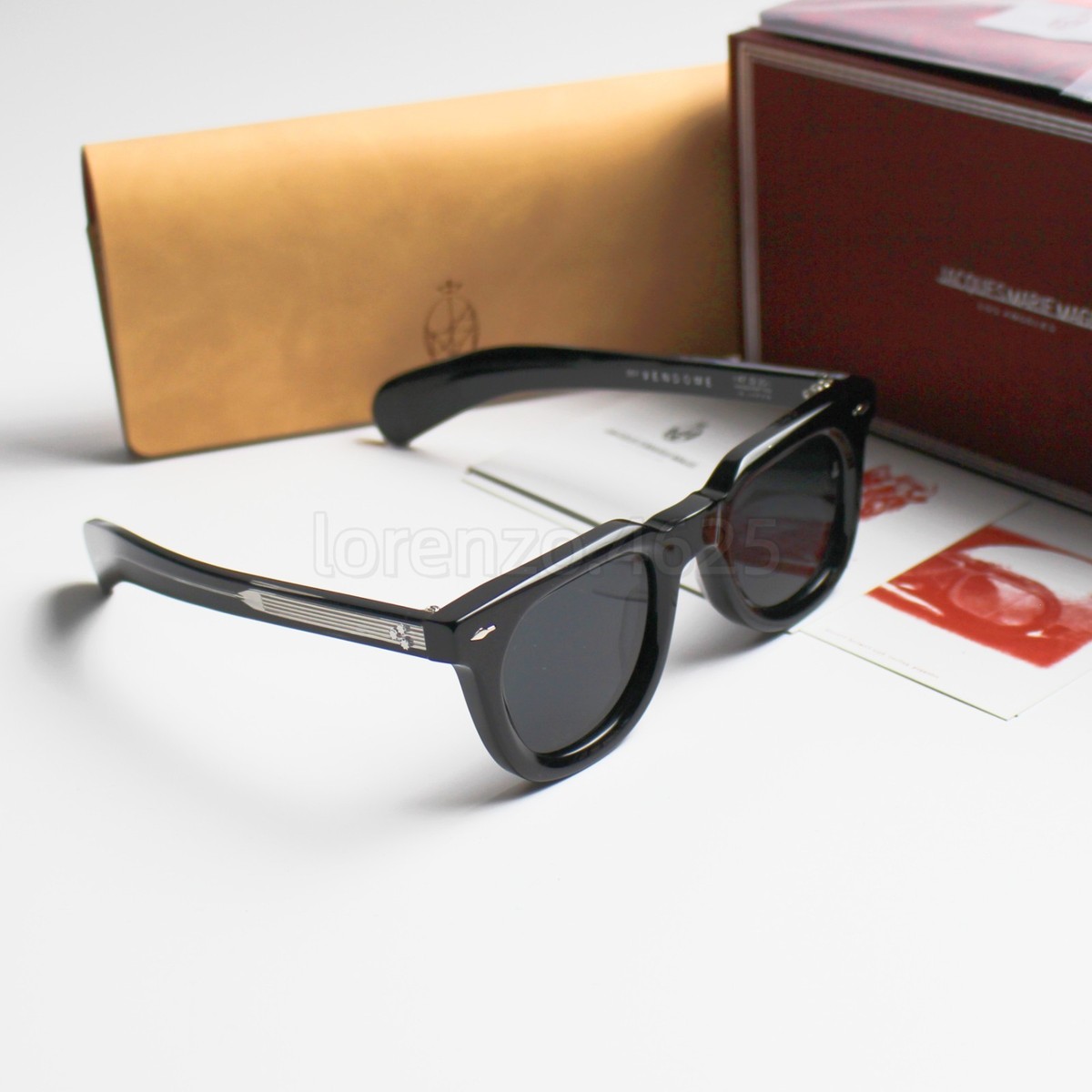 Jacques Marie Mage VENDOME Black Frame Gray Lens 47-25 Sunglasses 
