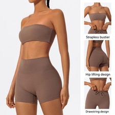 Spandex Seamless Yoga Set Women Rib Outfit Bra Leggings Running Gym Fitness Wear