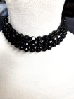 Vtg gold tone black lucite bead 3 strand choker Necklace