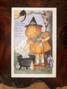 Vintage 1910-1920 Halloween Post Card Whitney Made Worcester MA Stamp Postage 