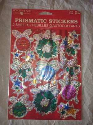 Vintage Forget Me Not American Greetings Prismatic Christmas Stickers 2 Sheets
