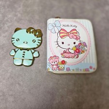 Sanrio Hello Kitty Zip Around Wallet and Compact Mirror Set Floral Pink Blue