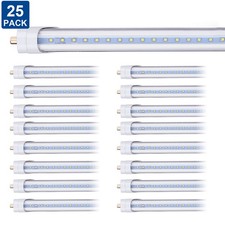 25Pack 8FT Led Tube Light Bulbs FA8 Led Shop Light 45W T8 T12 Single Pin 5000K