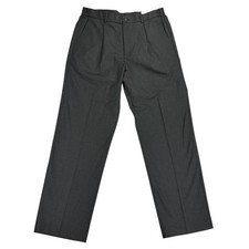 Tommy Hilfiger Mens TH Flex Modern Fit Pleated Dress Pants Dark Charcoal 33x30