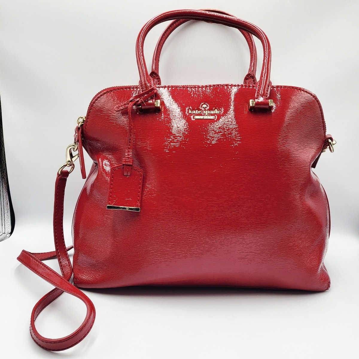 Kate Spade Cedar Street Margot Red Textured Patent Leather Dome