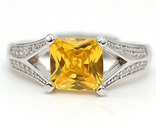 2CT Treated Yellow Sapphire Topaz 925 Sterling Silver Ring Jewelry Sz 9