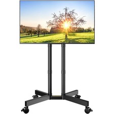 Rolling TV Stand, Mobile TV Stand with Wheels for 32-75 inch TVs, Height Adju...