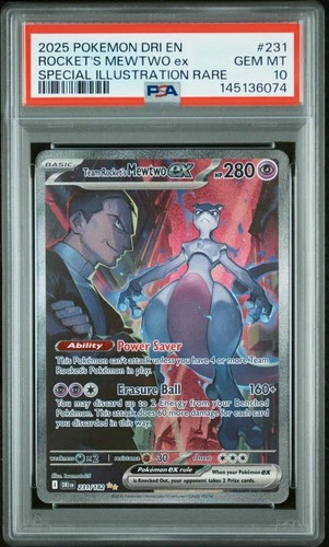 2025 POKEMON DRI SPECIAL ILLUSTRATION RARE #231 TEAM ROCKET'S MEWTWO EX PSA 10