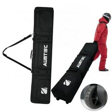 Padded Snowboard Bag with Wheels, Rolling Ski Bags for Air Travel with Black