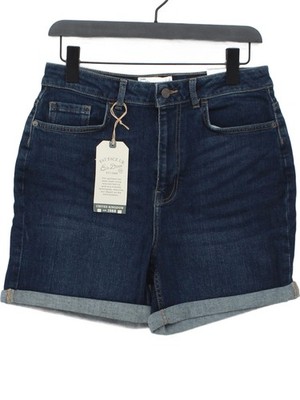 Fat Face Damen Shorts UK 12 Blau Baumwolle mit Elasthan Mom Neu mit Etikett