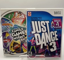 Nintendo Wii Family Game Lot: Family Game Night, Just Dance 3 All CIB