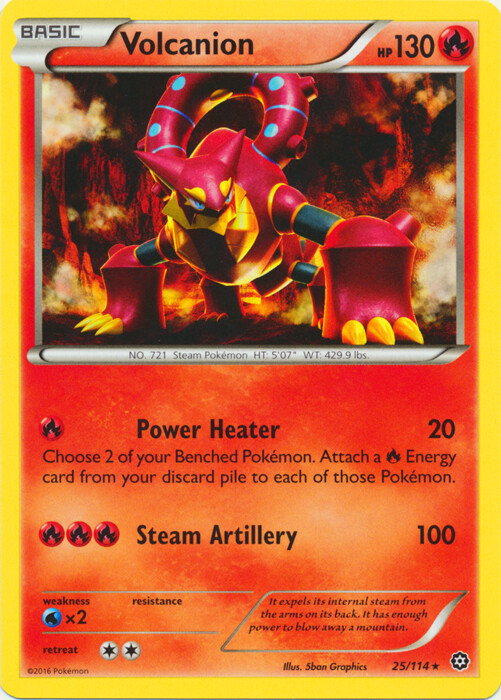 Volcanion - 25/114 - Rare LP, English Pokemon XY Steam Siege