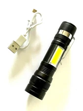 High Power Lumens T6 LED Flashlight USB Rechargeable Zoom With Clip Travel