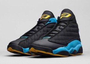 black and yellow jordan 13 mens