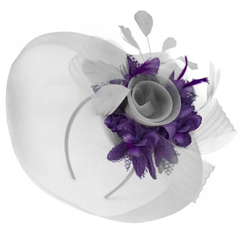 Bespoke Feather Hair Fascinator Hat Veil Headband Clip Wedding Ascot Races - Picture 61 of 80