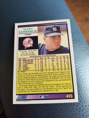 SCOTT KAMIENIECKI 1992 SCORE #415 FREE SHIPPING | eBay