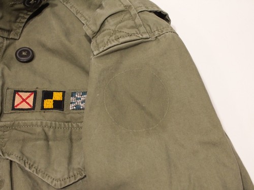 POLO Ralph Lauren Military Army Jacket Mens Medium Green Spring Coat Flag Patch - Picture 6 of 10